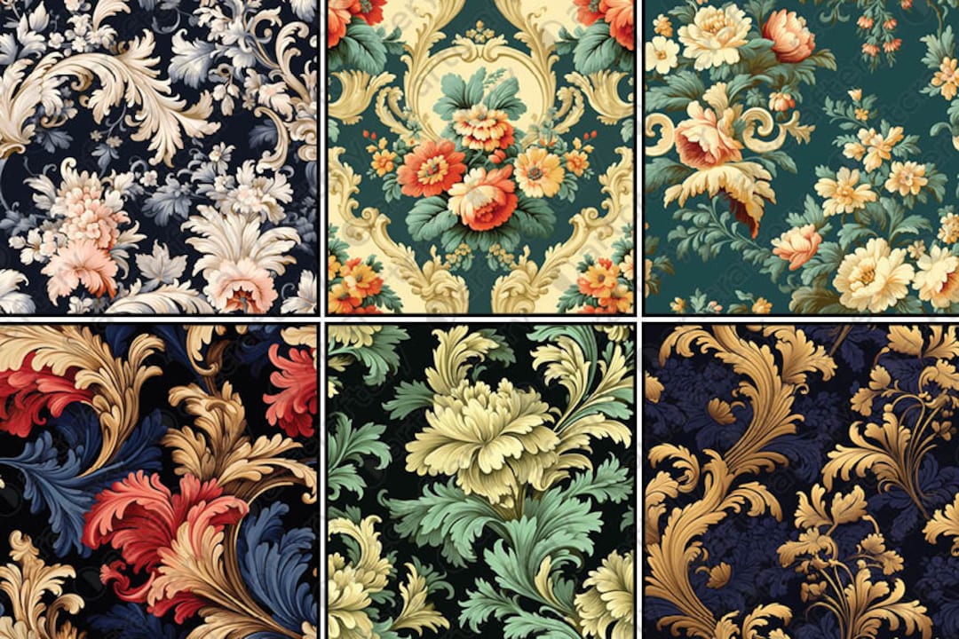 Rococo Medieval Arabesque Vintage Retro Paper Pattern Mardi Gras ...