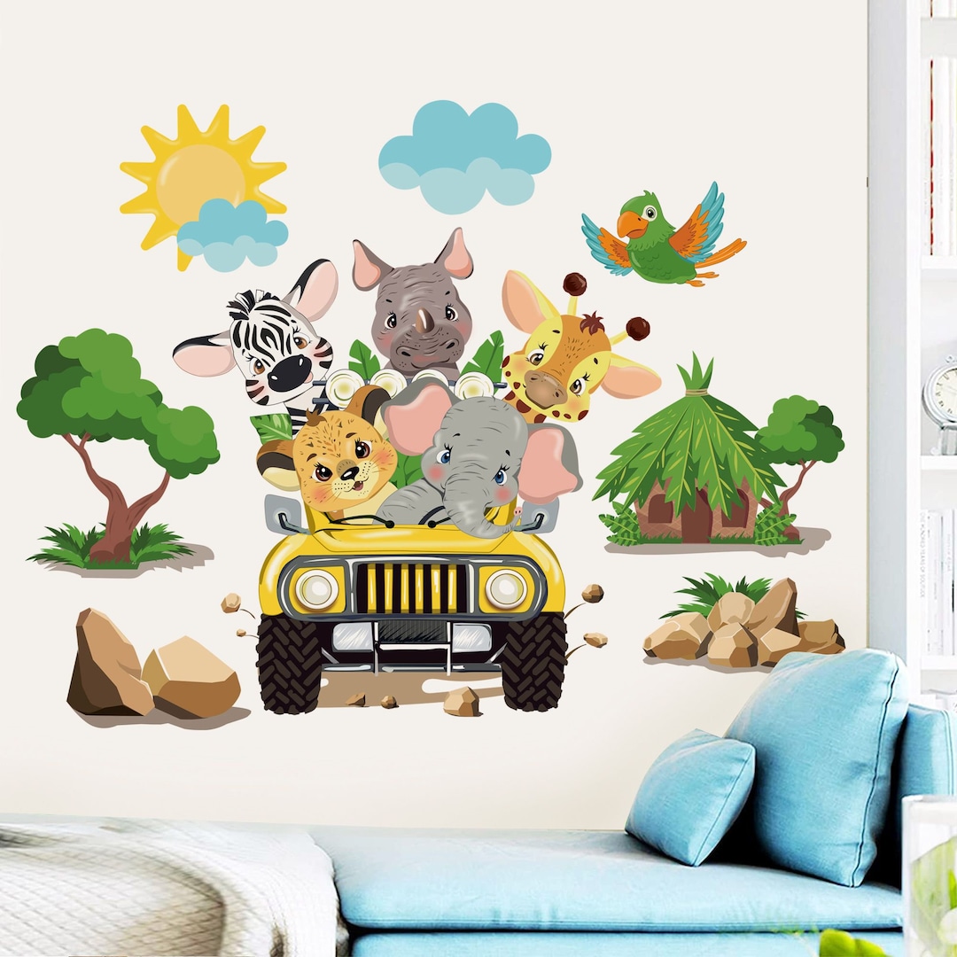 PLIGREAT Décalque mural train coloré Autocollants muraux amovibles de