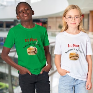 Pancake Eater Classic Kids Crewneck T-shirt. 100% Cotton