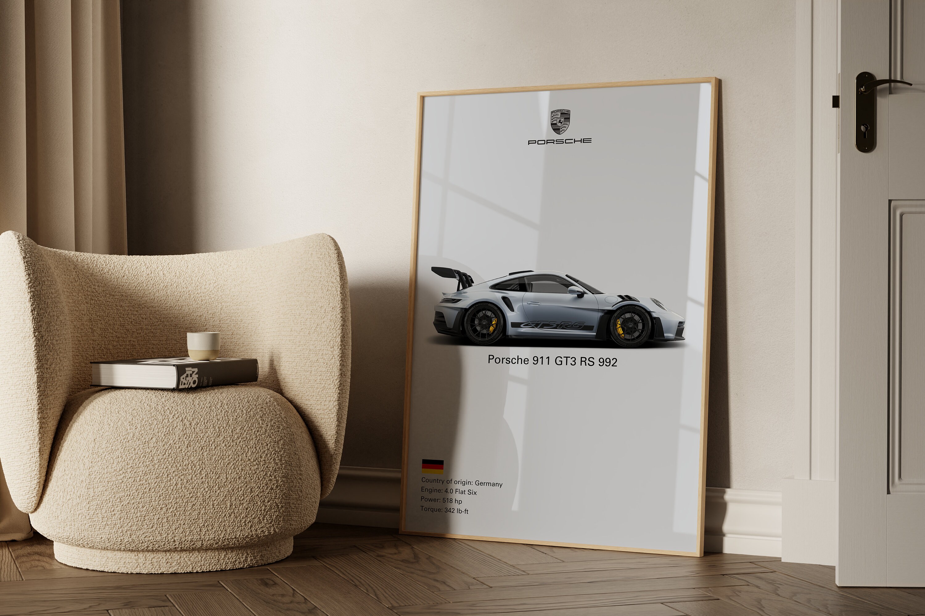 ポルシェ GT3 RS ポスター：自動車用ウォールアート（デジタル 