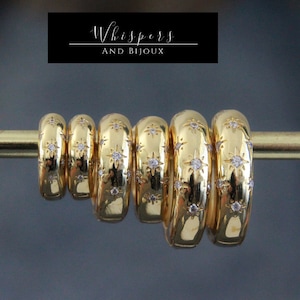 Chunky 18K Gold Hoops | Clear Cubic Zirconia Star Hoop Earrings | Hypoallergenic Brass Gold Plated Nickel Free | Shiny Boho Earrings |