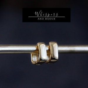 Chunky Square Huggies | 12x11mm | 4.5mm Thick | Small Golden Original Hoops | Brass Earrings l | Nickel Free | Modern Boho Earrings