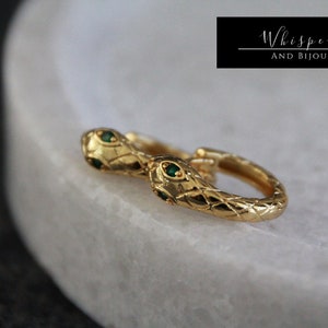 Argolas de cobra de 15 mm | Banhado a ouro 18k | Brincos de argola de zircônia cúbica | Sem níquel | Minimalista Original | Espessura 3-6mm | Argolas Minúsculas 13mm