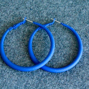 50mm Big Colored Hoops | Large Earrings | 5 Colors Blue White Black Red Yellow | Latch Back | 905 Silver Pin | Thickness 4mm | Large Hoops