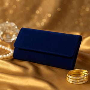 Jewellery Pouch - Dark Blue - Velvet Pouch