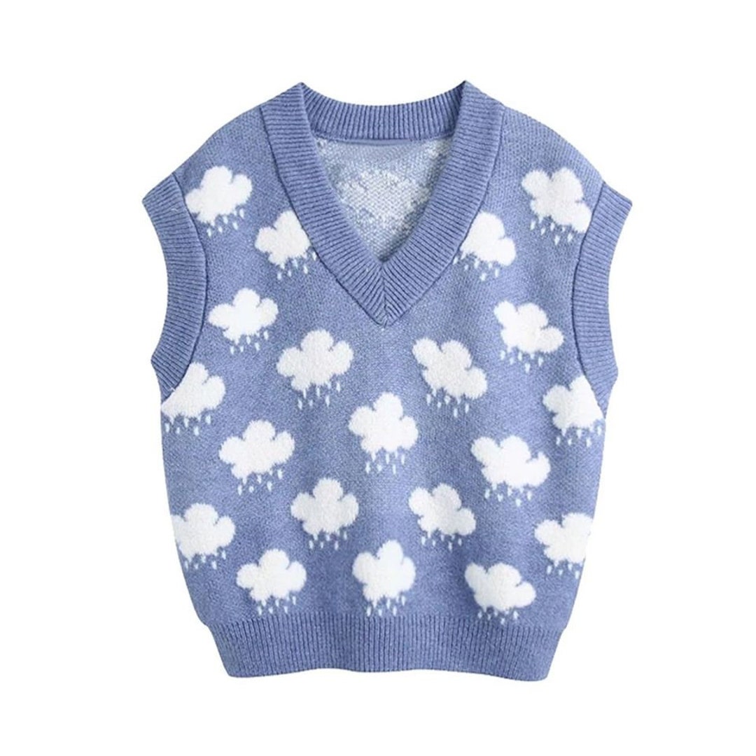 Cloud Sweater Vest Sweater Knit Sweater Knit Jumper Knit Pullover - Etsy