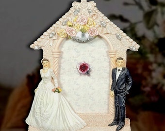 Wedding Picture Frame Pink Floral Resin Marriage Photo Church Cross Arch Roses