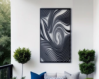 Coherent Soft Organic Abstraction - Abstract Metal Wall Art: Captivating Beauty Inspired by Bridget Riley for Sophisticated Spaces