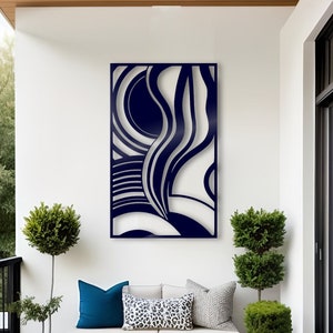 Metal Wall Art - Abstract Design with Wavy Lines, Orphism Style, Art Nouveau Influence, Objective Abstraction