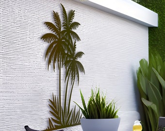Tropical Palms Metal Wall Art -Wall art decor, metal artwork, outdoor metal wall art, silhouettes of palm trees, banana plants