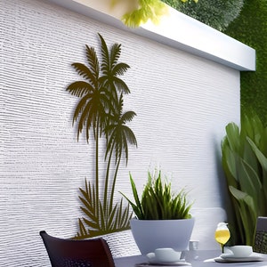 Tropical Palms Metal Wall Art -Wall art decor, metal artwork, outdoor metal wall art, silhouettes of palm trees, banana plants