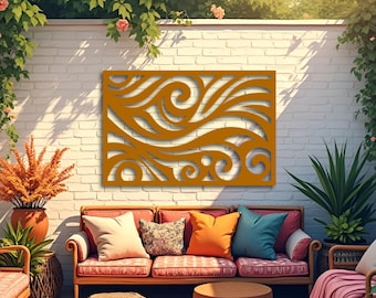 Abstract Metal Wall Art: ZephyrFlow Wave Sculpture, Modern Indoor Outdoor Decor