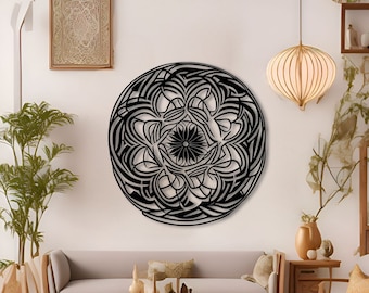 Radiant Mandala Metal Wall Art: Yoga & Meditation Decor