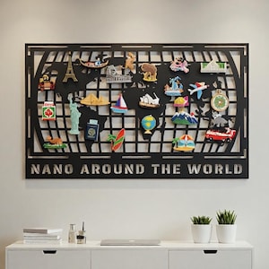 Tableau magnétique de voyage personnalisé : présentoir souvenir de carte du monde en métal