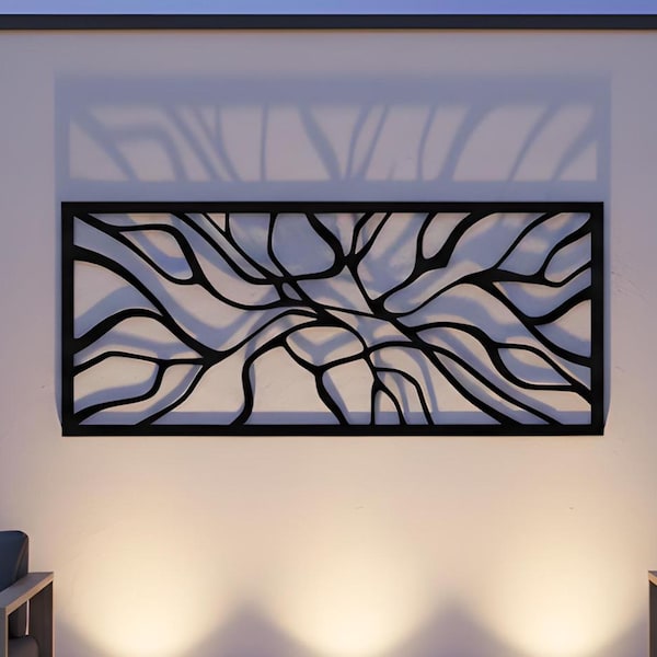 Modern Metal Wall Art | Abstract Wavy Laser Cut Panel