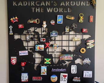 Tablero magnético con mapa del mundo personalizado: expositor de recuerdos de viaje personalizado