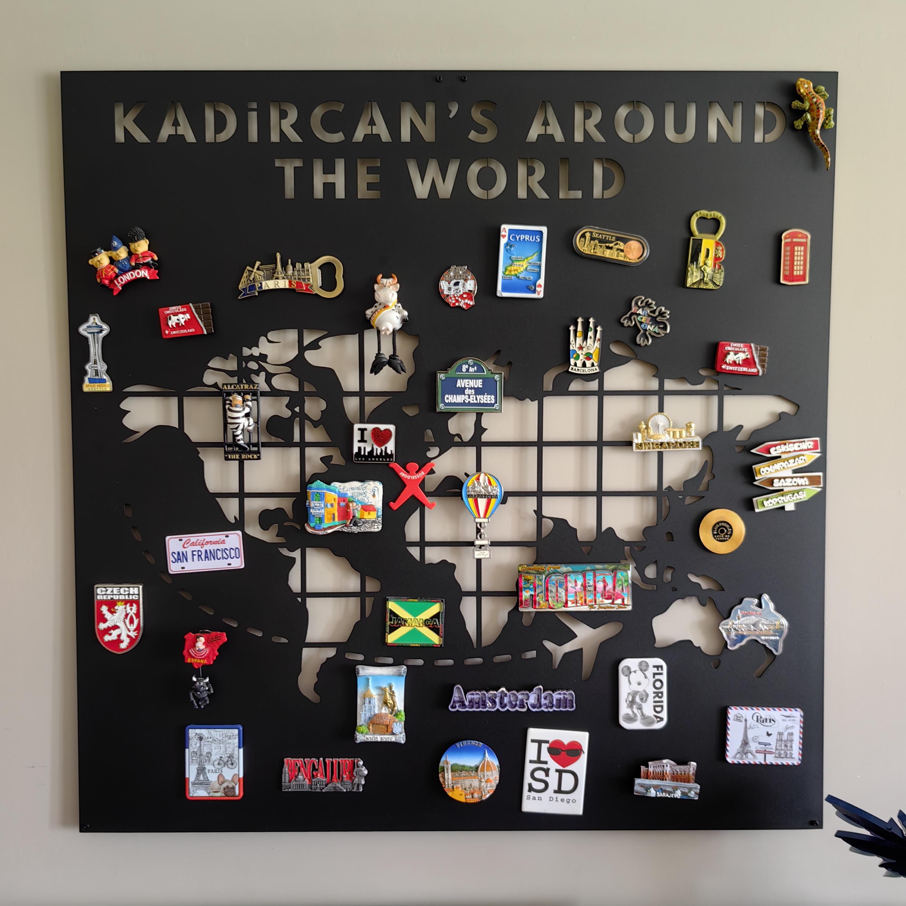Personalized World Map Magnet Board: Custom Travel Souvenir