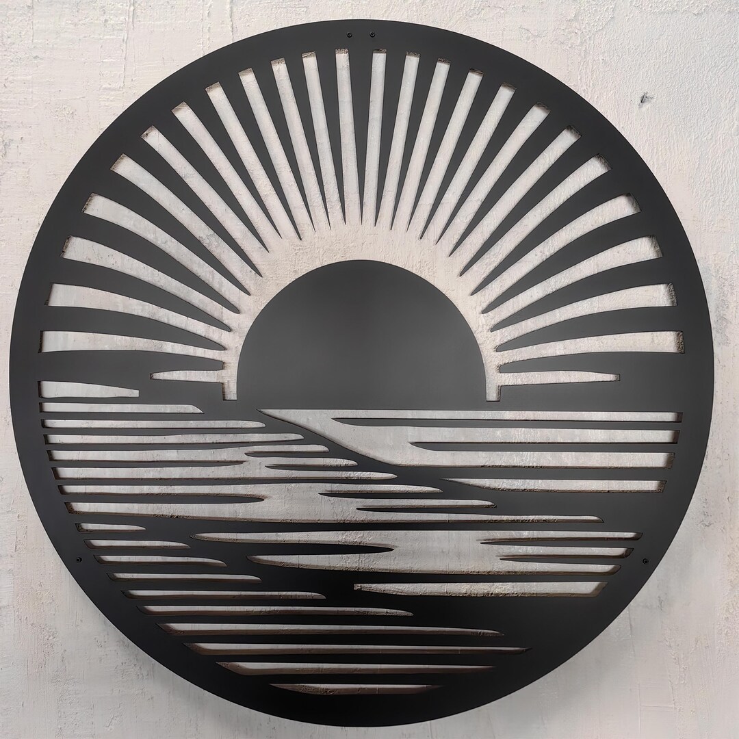 Metallic Sun Coastal Metal Sun Wall Art: Large Outdoor Silver Decor - Etsy