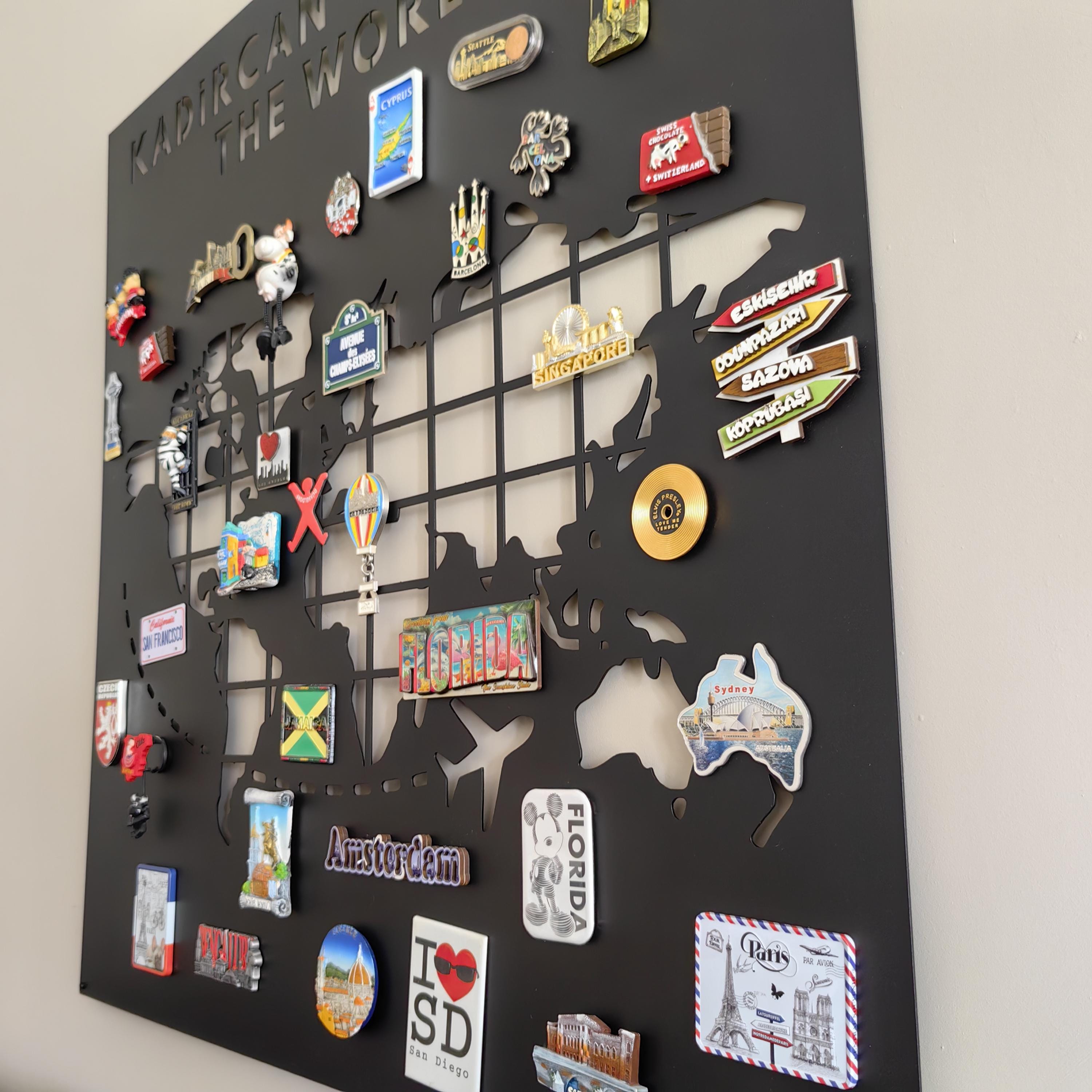 Personalized World Map Magnet Board: Custom Travel Souvenir Display - Etsy