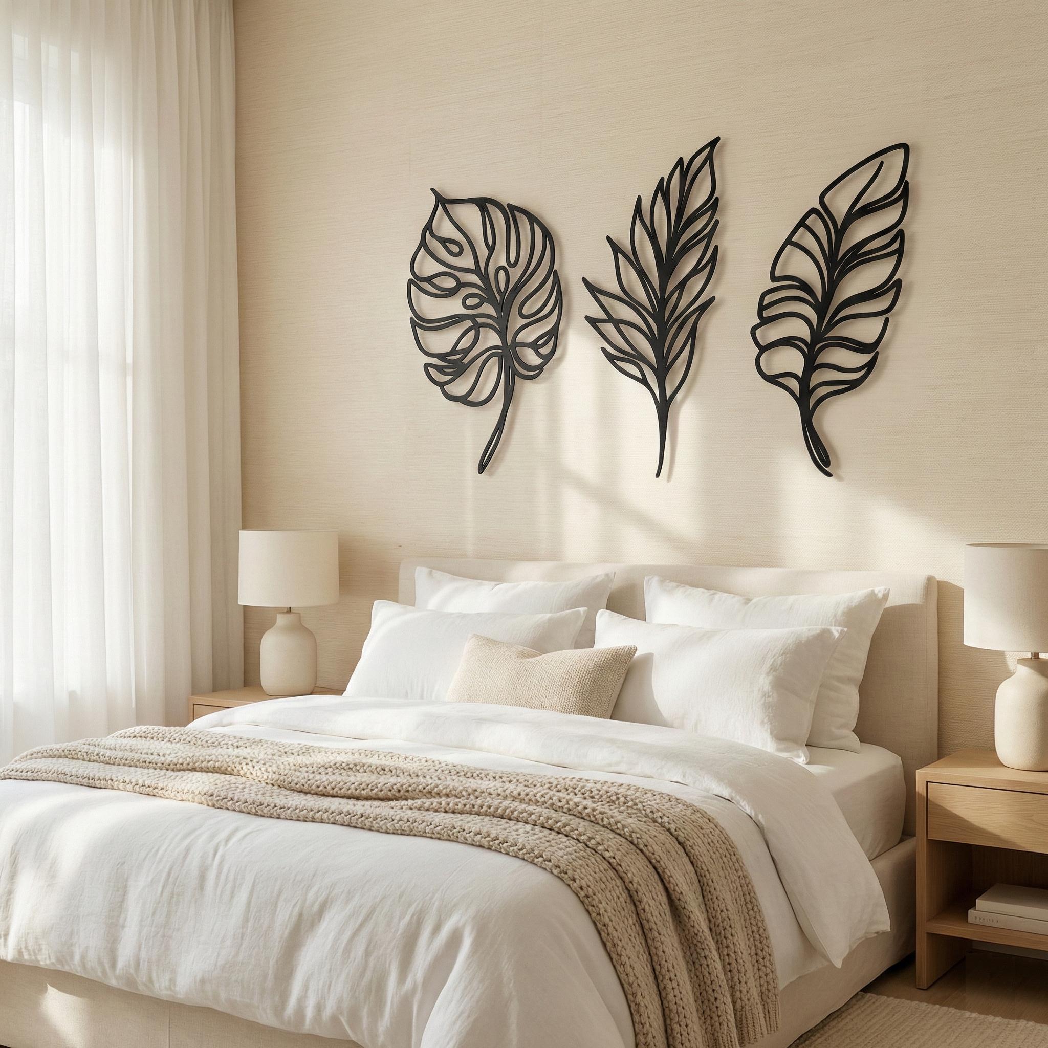 Metal Leaf Wall Art Set – Tropical Triptych, Modern Sculpture - Etsy