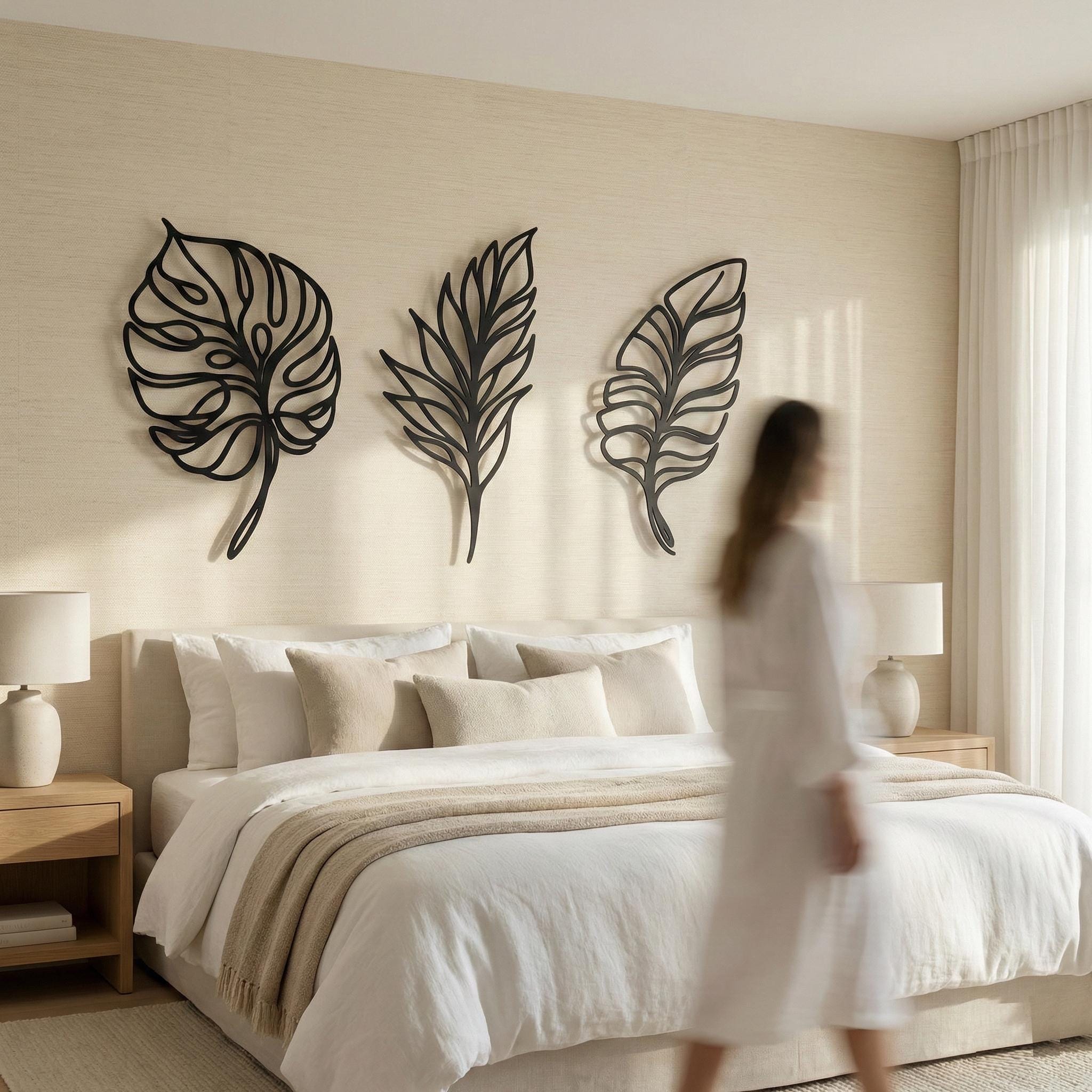 Metal Leaf Wall Art Set – Tropical Triptych, Modern Sculpture - Etsy