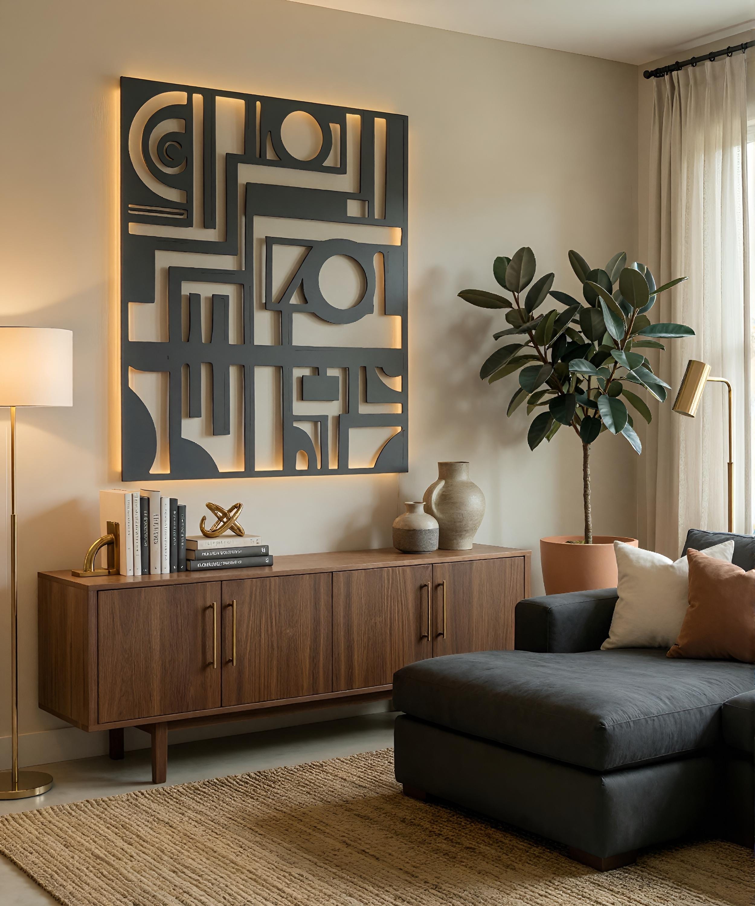 Echoform - Modern Bauhaus Geometric Metal Wall Art, Minimalist Black ...