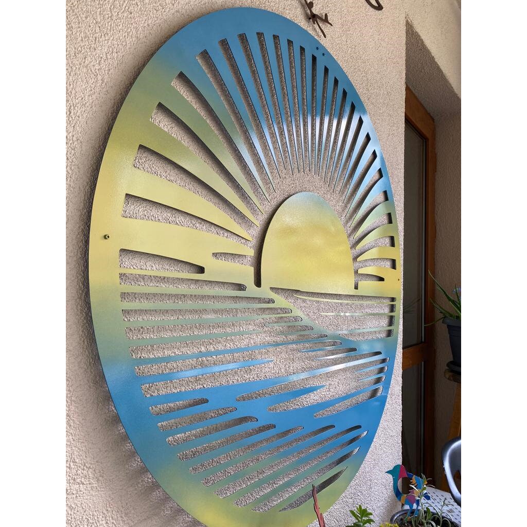 Coastal Large Metal Wall Art Custom Color Metal Wall Art Wall Art Sun Large Metal Wall Art for