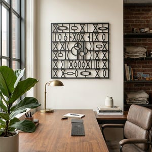 Geometric Tessellation Metal Wall Art – Mandala Grid, Modern Abstract Decor