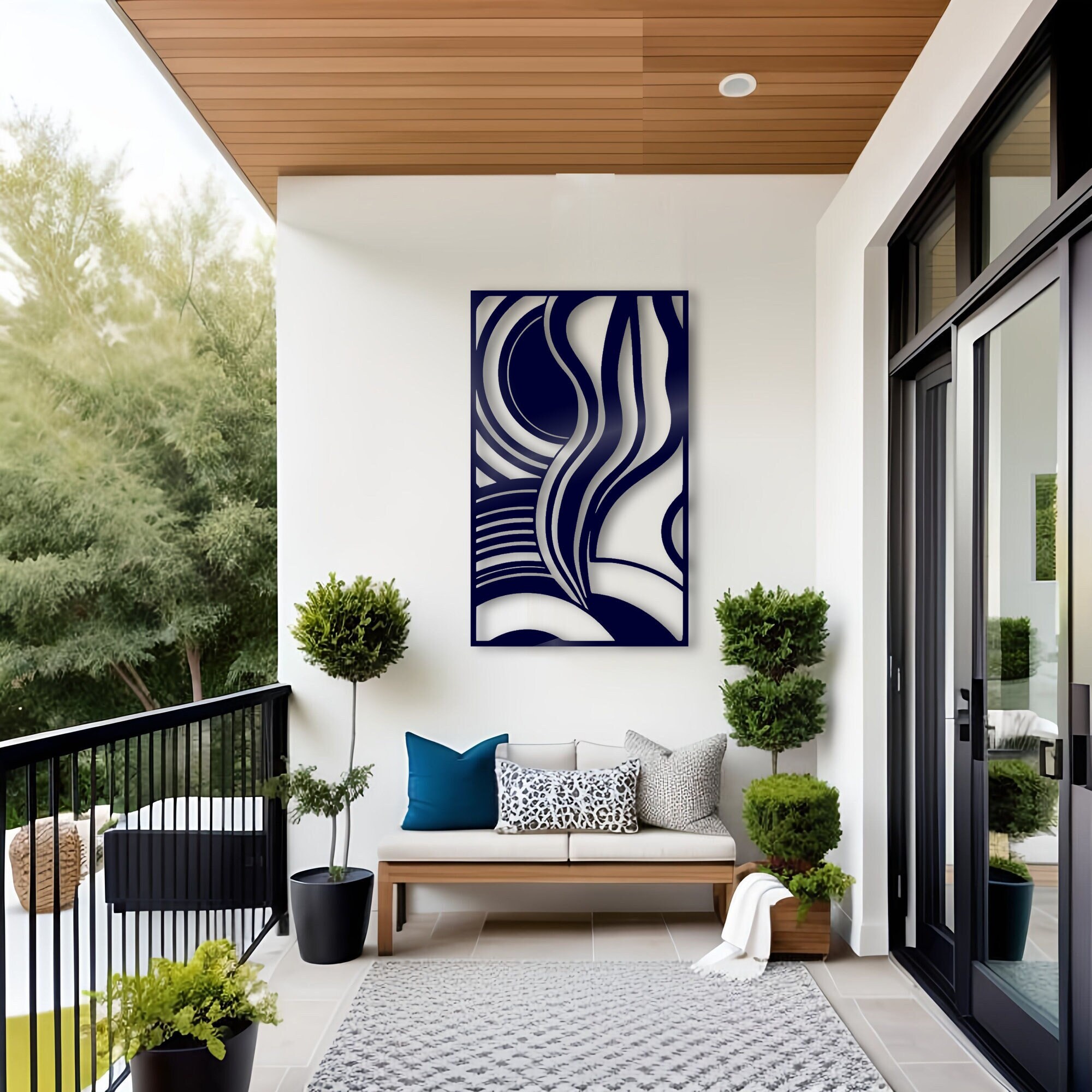 Abstract Metal Wall Art: Orphism Art Nouveau Wavy Lines