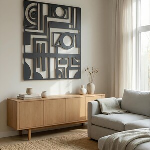 Echoform - Modern Bauhaus Geometric Metal Wall Art, Minimalist Black ...