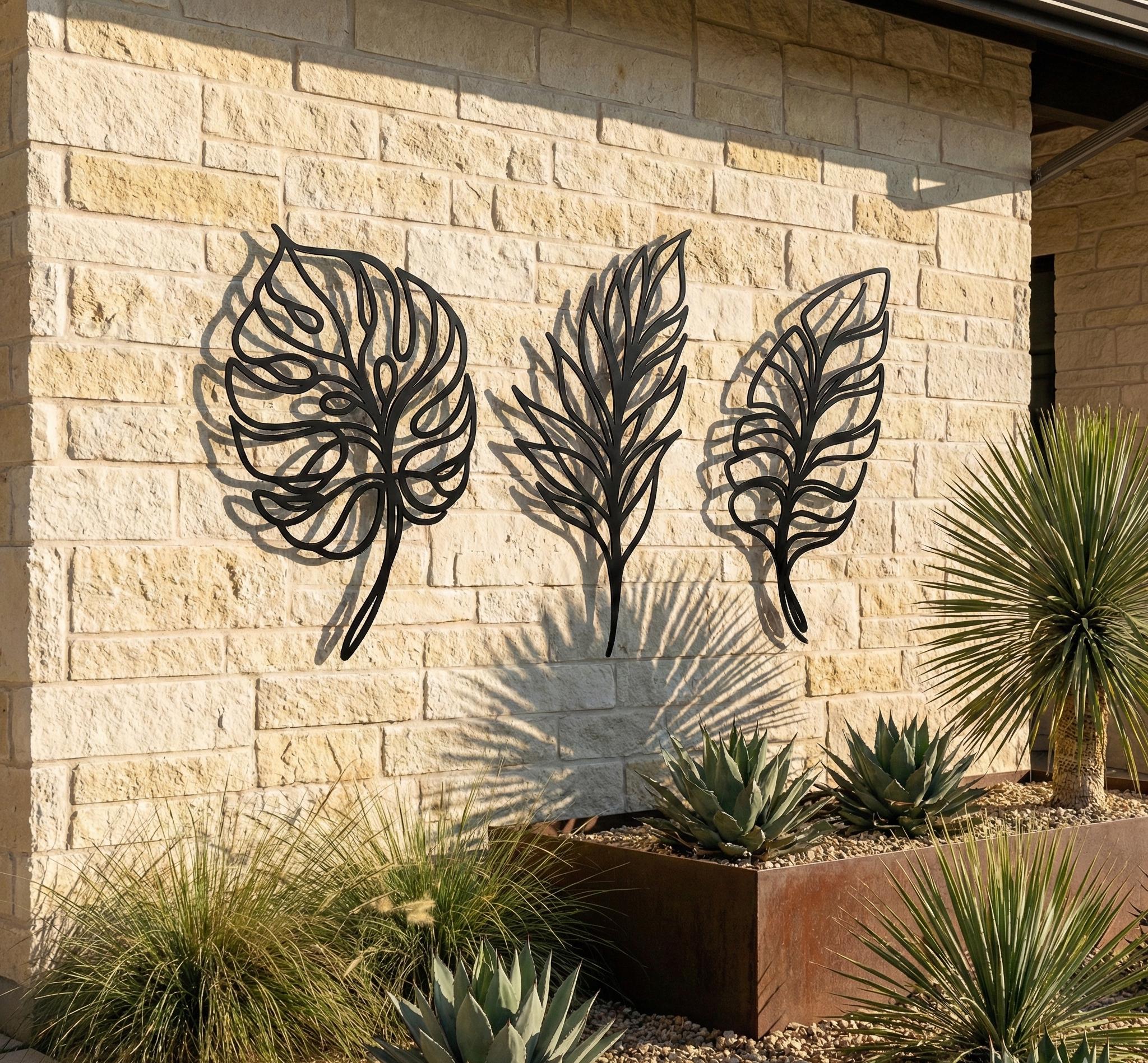 Metal Leaf Wall Art Set – Tropical Triptych, Modern Sculpture - Etsy