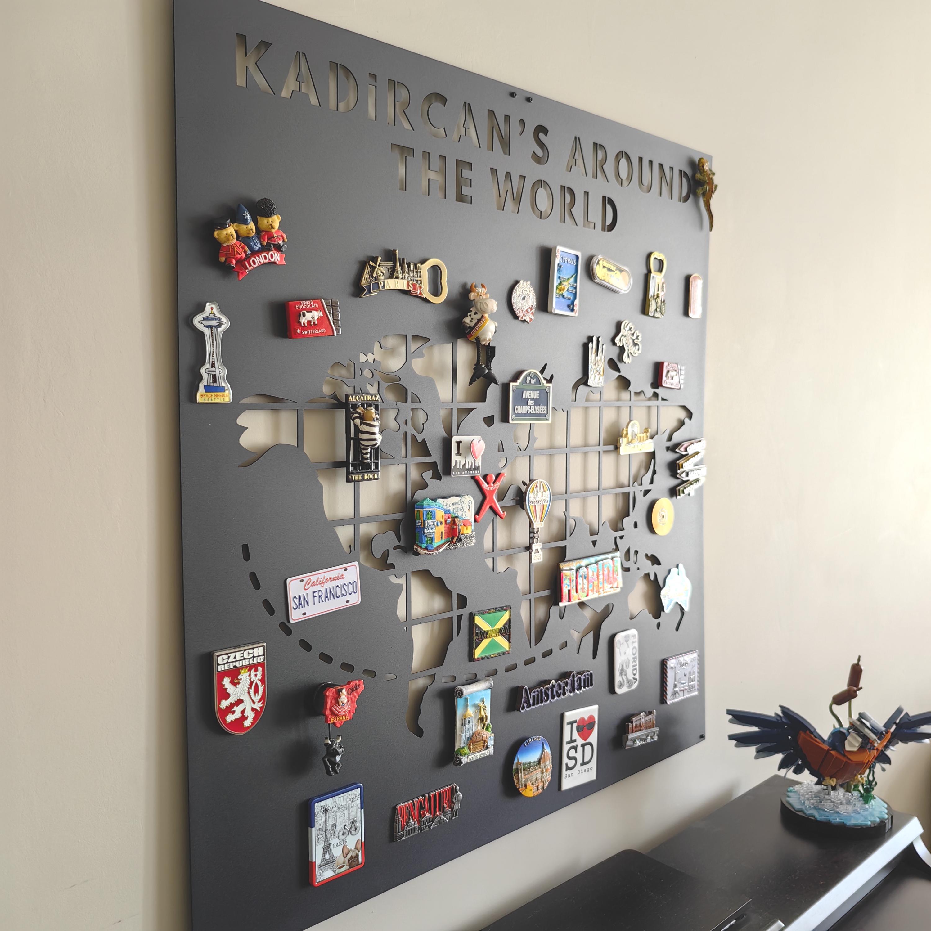 Personalized World Map Magnet Board: Custom Travel Souvenir 