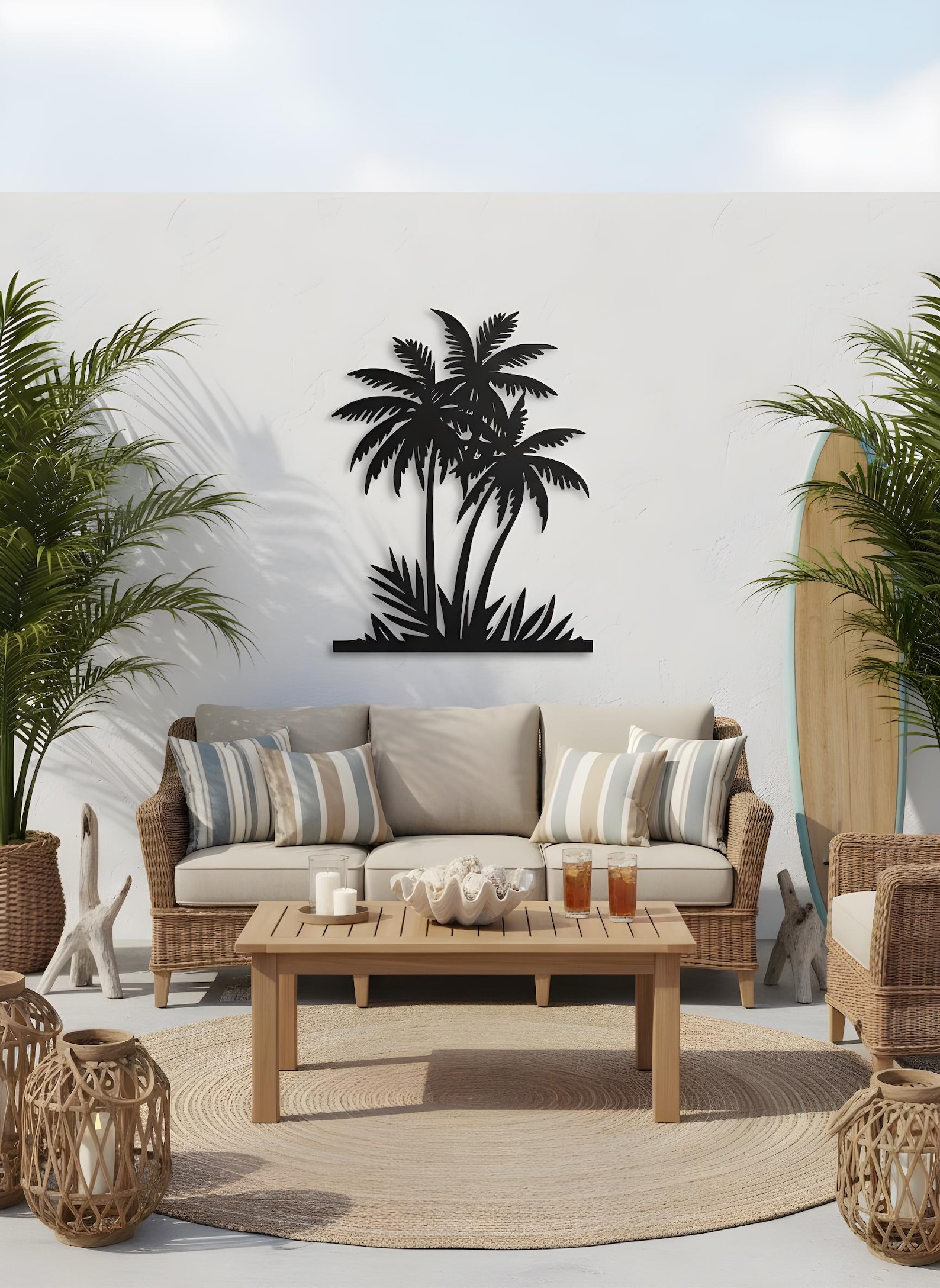 Tropical Palm Tree Metal Wall Art - Etsy