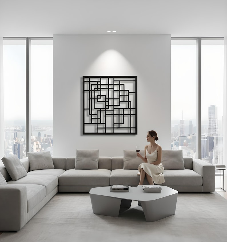 Modern Metal Wall Art: Abstract Geometric Decor - Etsy