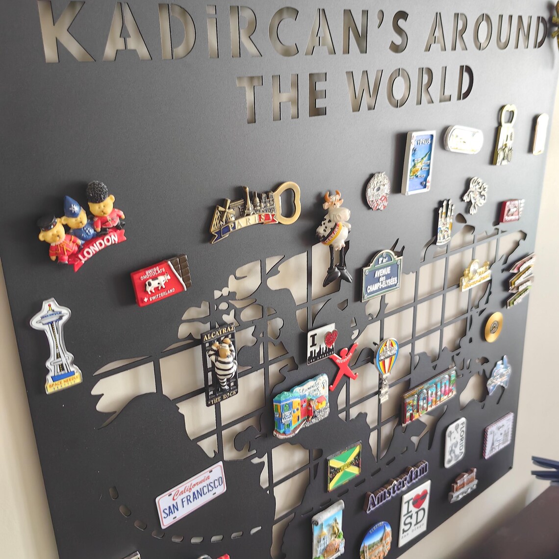 Personalized World Map Magnet Board: Custom Travel Souvenir Display - Etsy
