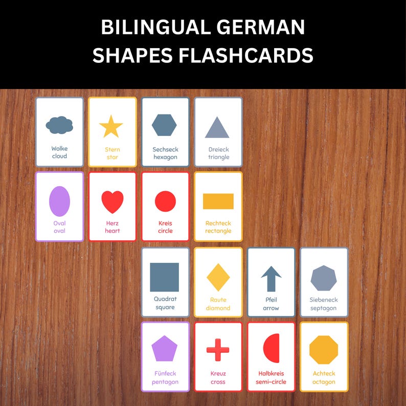 Bilingual German Shapes Chart & Flashcards Instant Download - Etsy