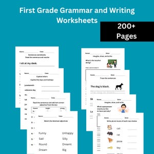 First Grade Printable Grammar and Writing Worksheets Grade Activity Educational Classroom, Homeschool Printables 1st Grade Summer Work