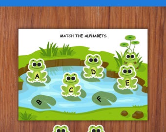 Frosch Alphabet passenden Spiel, ABC Vorschule druckbare (digitaler Download)