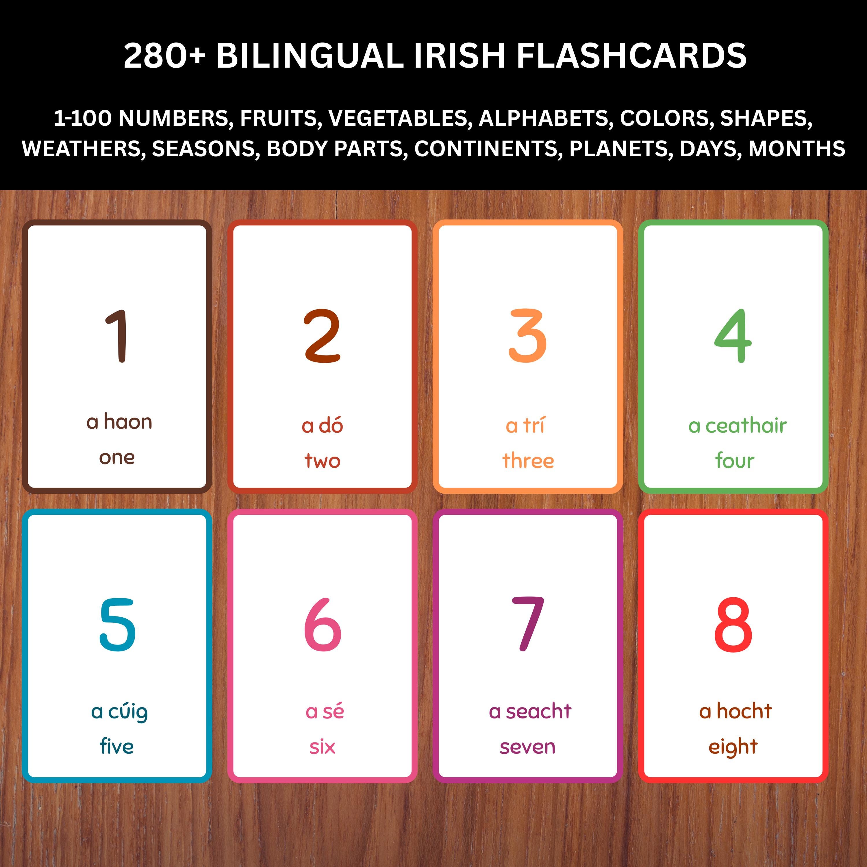 280+ Bilingual Irish English Flashcards Instant Download PDF - Etsy