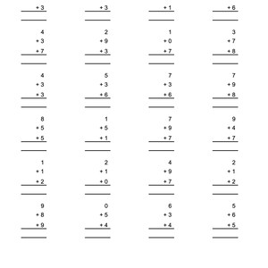 100 Single Digit 3 numbers Addition Worksheets With Answers PDF Ready Instant Download Grade 1 2 3 4
