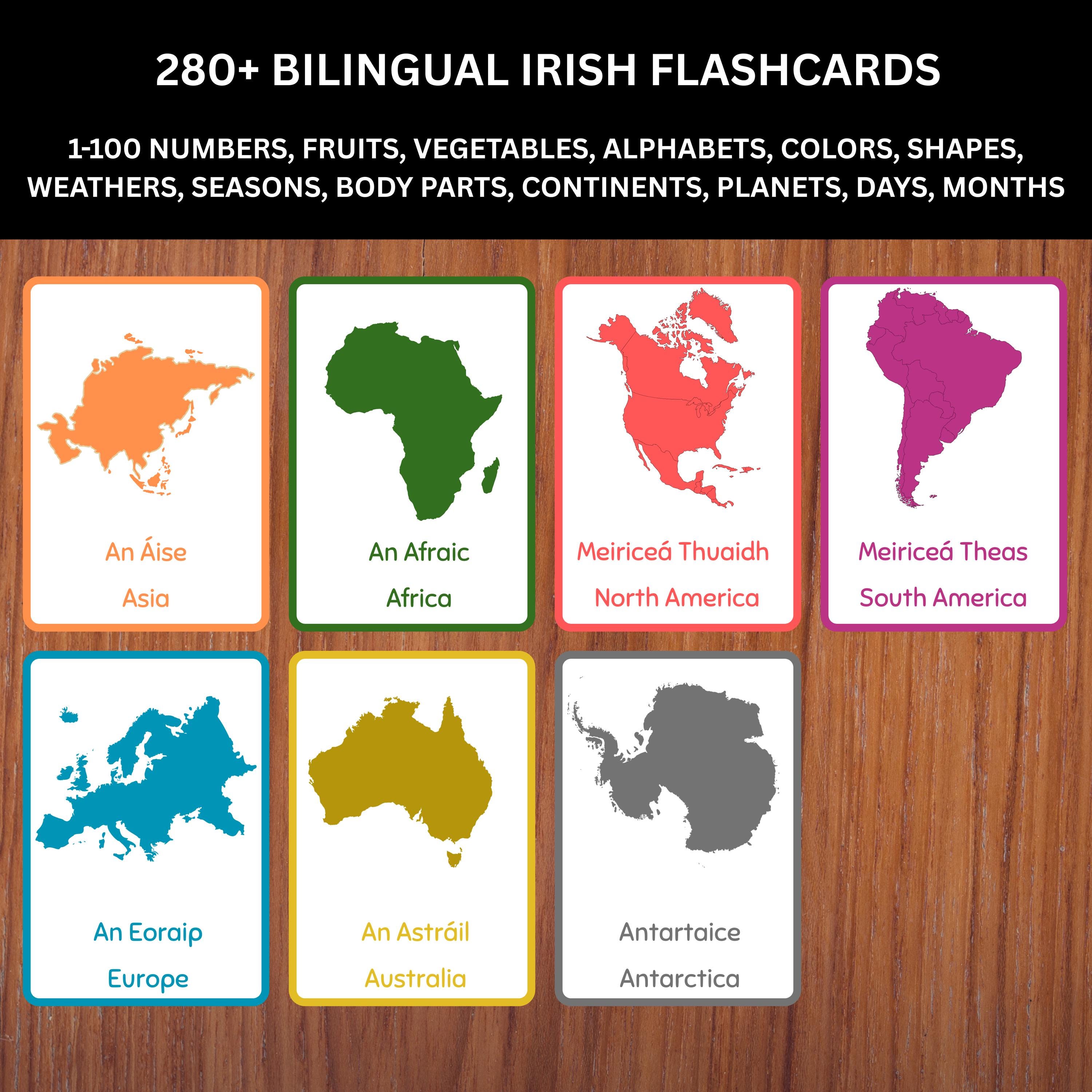 280+ Bilingual Irish English Flashcards Instant Download PDF - Etsy
