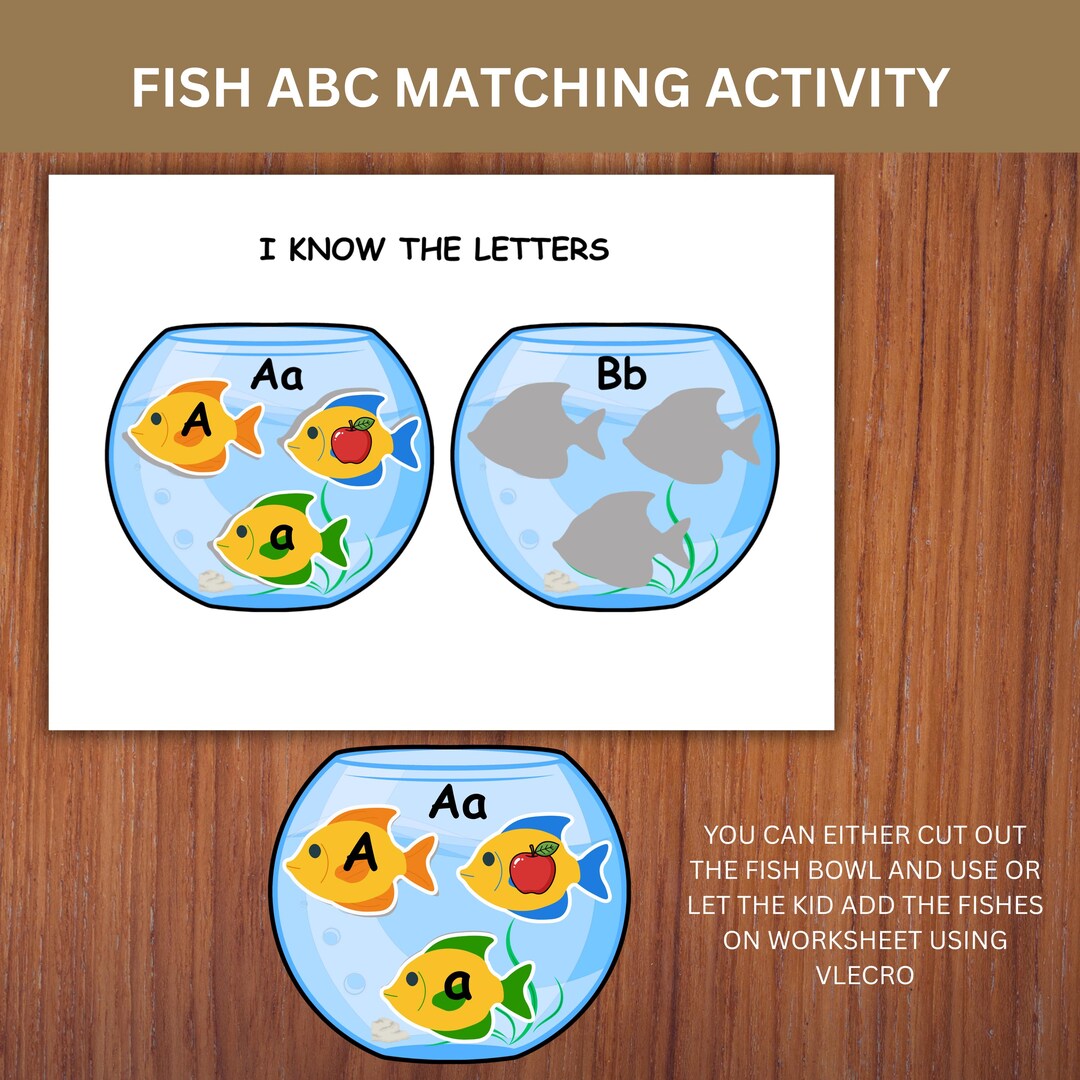 Fish ABC Matching Game Activity for Kids Toddler Montessori Preschool ...