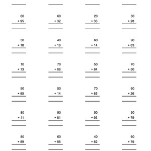 100 Adding whole tens with 2-digit worksheets | Addition Worksheets PDF Instant Download Printable