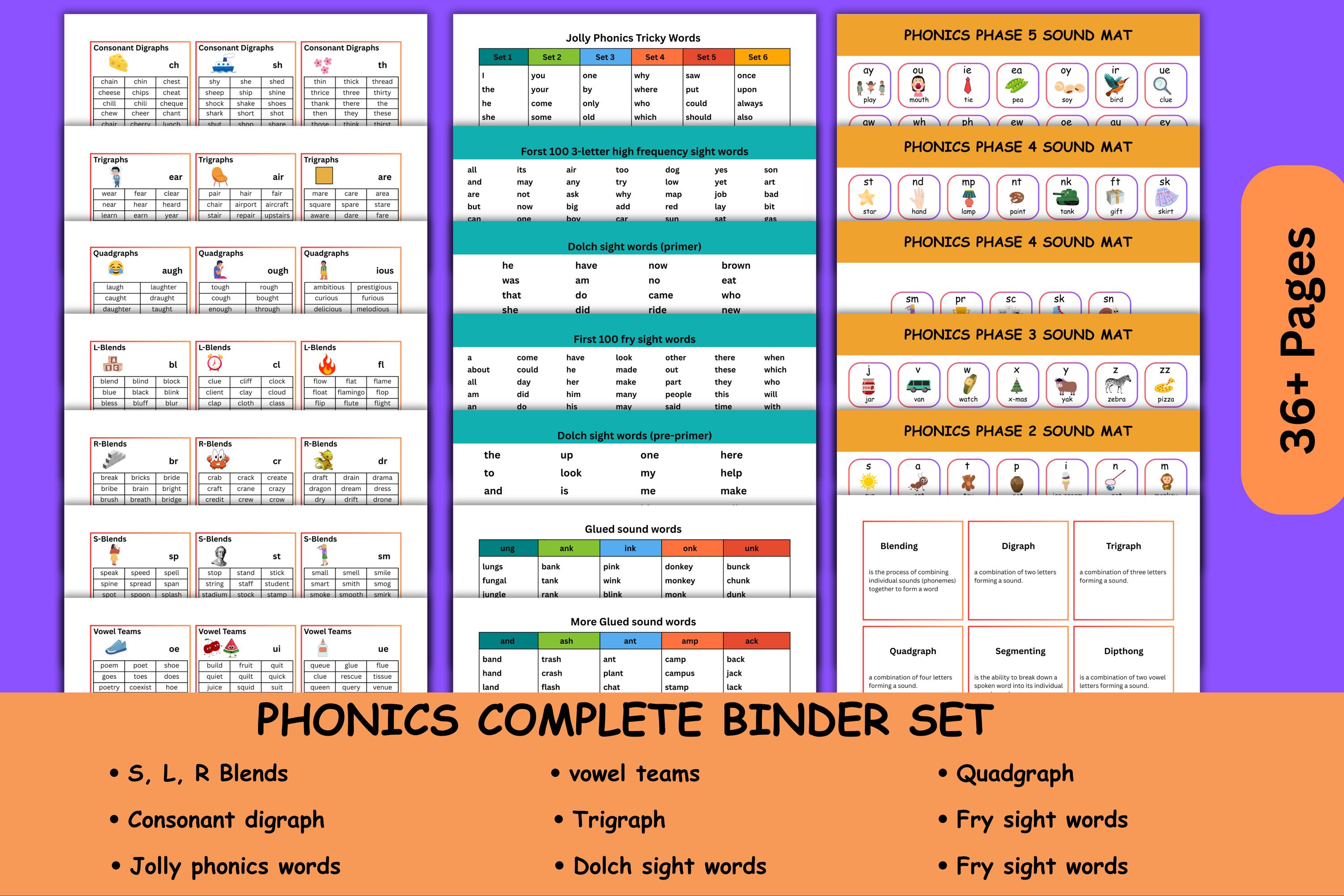 Phonics Binder Set: Reading Intervention Curriculum, Posters