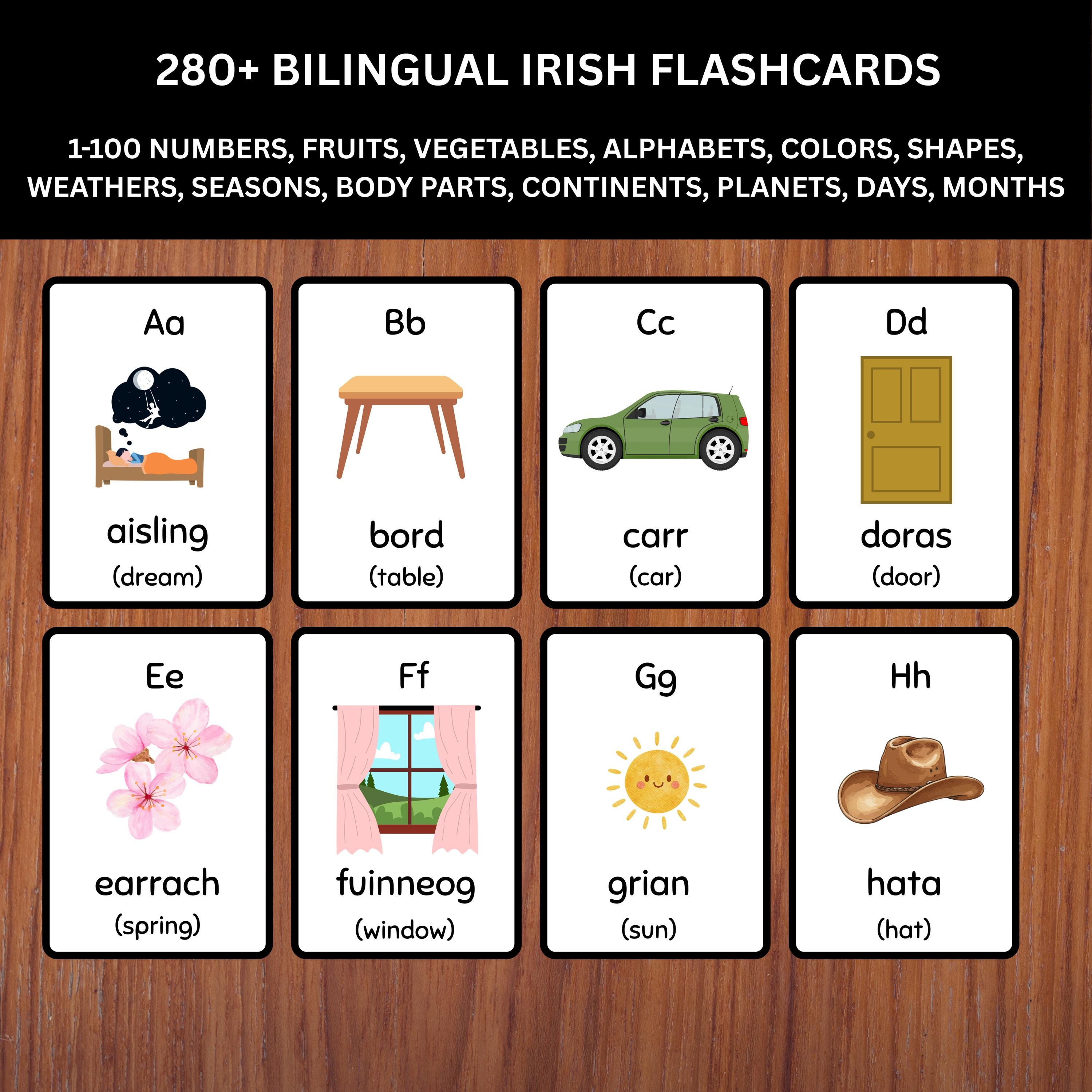 280+ Bilingual Irish English Flashcards Instant Download PDF - Etsy