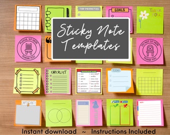 Sticky Note Templates Office School Teacher Post it note Minimalist Digital sticker Printable stationery Digital Download Easy to use