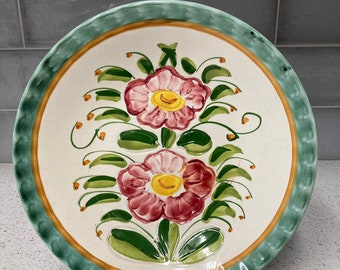 Vintage Claudio Bernini Handpainted Bowl, Floral Print Italy