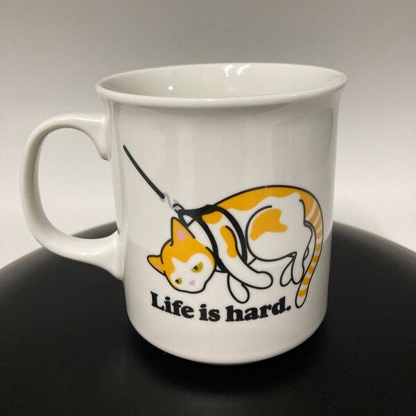 Adorable Life is Hard Cat with a Harness Mug by Genuine Fred