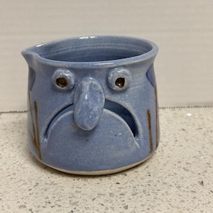 Vicki Conley Pinon Pottery Blue Floral Funny Face Egg Separator
