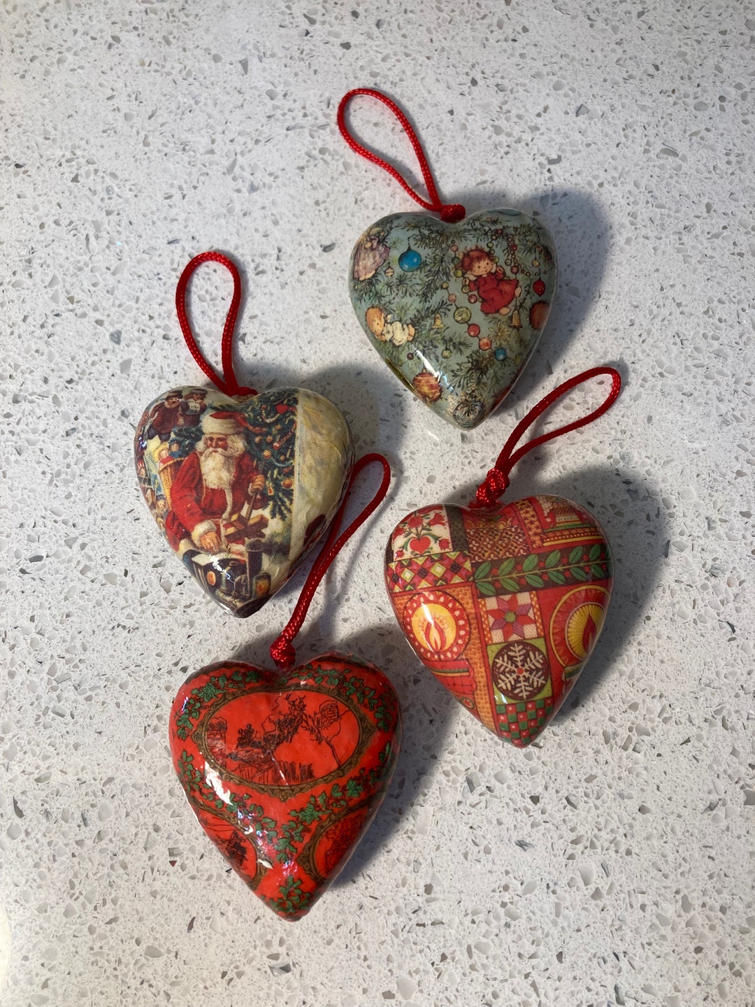 VTG Heart Shape Paper Mache Christmas Ornaments-lot of 4 - Etsy